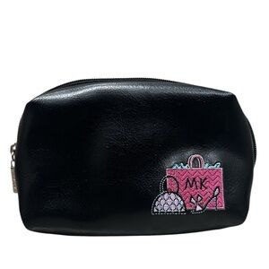 Mary Kay MK Logo Girlfriend Cosmetic Bag Travel Pouch Vintage Black Faux Leather